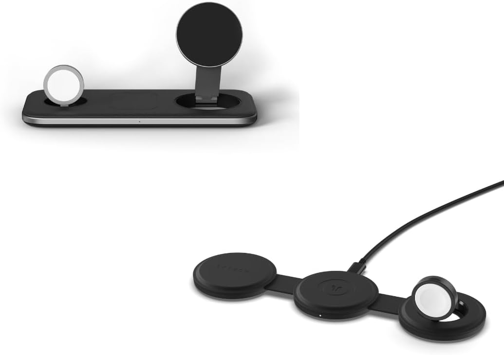 Satechi 3 in 1 Charging Pad & OntheGo&trade; 3 in 1 Wireless Charger for iPhone, AirPods, and Apple Watch