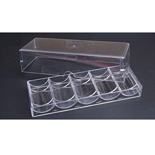 2 PCS Poker Chips Box Acryl PokerChips Tray Box Poker chips Halter Tray Transparent Chips Aufbewahrungskoffer mit Abdeckung für 100 Stück Chips Aufbewahrung für Party Home Casino Spiel