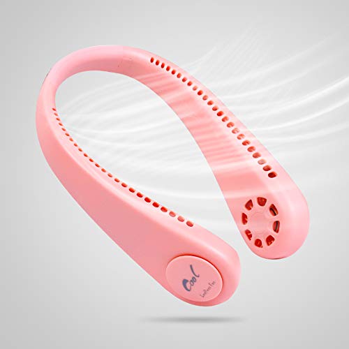 Portable Neck Fan-Neck HangingFans,USB portable rechargable,Hand Free sport USB fan,3 Speeds,Double battery,More comfortable and stylish?Upgraded Version? (Pink)