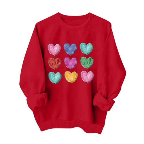 2025 Sudadera Mujer Camiseta de Manga Larga Moda Casual Jersey Estampado Amor San Valentín Regalo Suelto Cuello Redondo Tumblr Tops Fiesta T-Shirt Camisa Original Basic tee Talla Grande