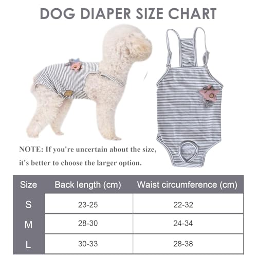 Hundewindeln Wiederverwendbar für Hündinnen – Waschbare Damenbinden Höschen – Anti-Rüden Schutzhose & Sicherheitshöschen für Hündinnen – Verstellbare Öko-Windelhose (Grau S)