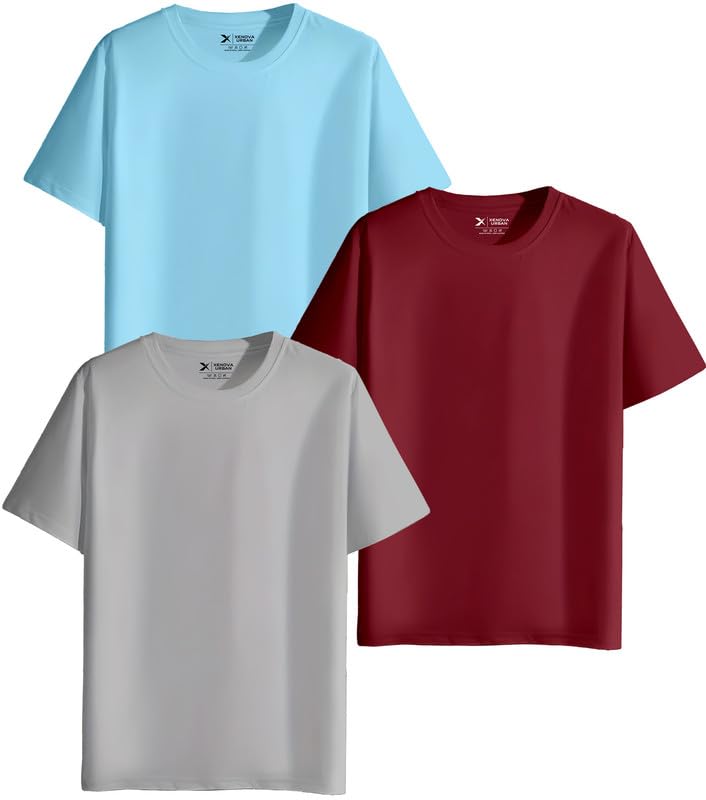 Image of XENOVAURBAN Unisex Regular Cotton Combo of 3 Solid Color Tshirt