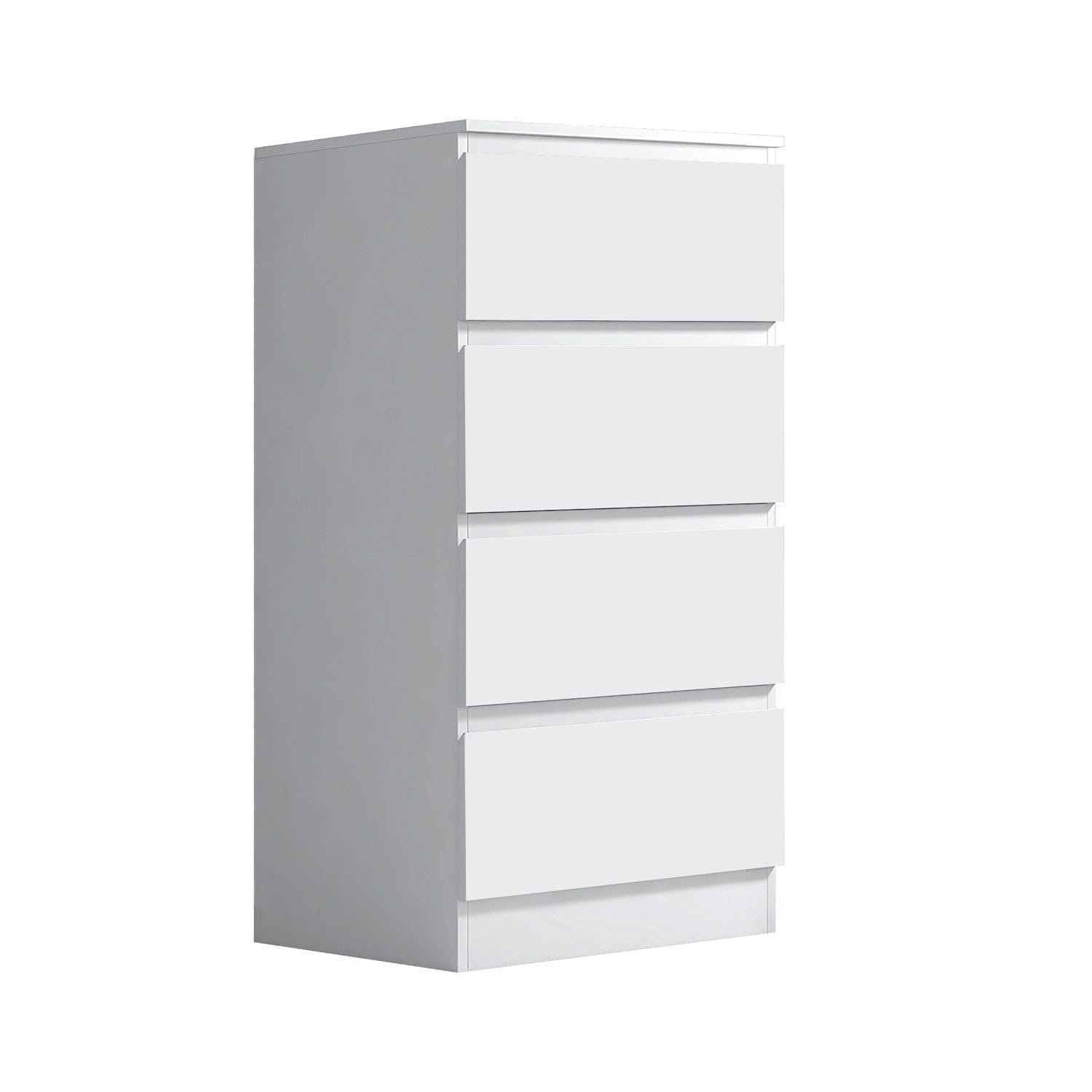 FWStyle Slimline 4 Drawer Chest Bedroom Furniture Matt White Finish H99 x W40 x D40cm