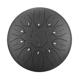 Steel Tongue Drum, 10 Inch 11 Notes Steel Tongue Drum Tank Drum Key D Handpan with Carry Bag(BET300 with clamp)