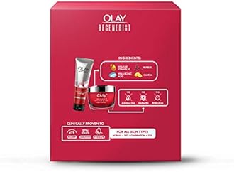 Olay Regenerist Giftpack - Day Cream 50g + Cleanser 100g | Hydrated, Plump, Bouncy Skin | With Hyaluronic Acid, Niacinamide and Peptides | Normal, Oily, Dry, Combination Skin | Pack of 2