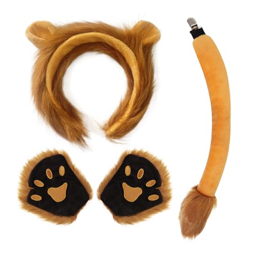 Disfraz de León con Orejas, Cola y Guantes de Peluche