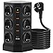 12 Fach Mehrfachsteckdose mit 1 USB-C Schnellladegerät 20W & 4 USB,Steckdosenleiste mit Schalter,Mehrfachstecker Steckdosenturm mit Überlastschutz(3680W/16A),Steckdosenwürfel für Zuhause,Büro,3M Kabel