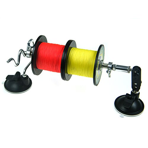 Qualyqualy Ligne de pêche avec système denrouleur de bobine à deux pattes en aluminium portatif et stable