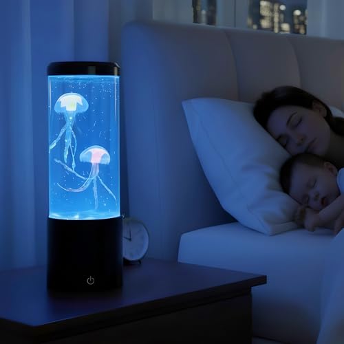 Jellyfish Lamp LED Mood Light,LED Fantasy Jellyfish Lava Lamp,7 Colours Setting & 4 Light Modes,Realistic Aquarium Effect Night Light with Timer,Sensory Decor Gift for Kids & Adults,Home or Office