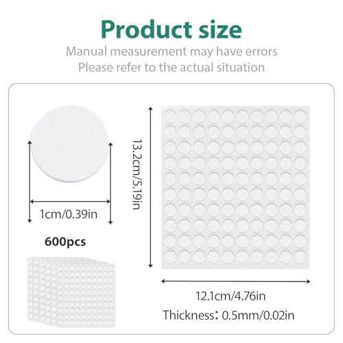 600 Stück Doppelseitige Klebepunkte, Klebepunkte Transparent, Transparentes Klebepads Doppelseitig, Abnehmbare Klebepunktes, Compatible für Dekorationen, Ballons, Fotos, Papier, Glas, Metall