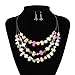 3 Layered Chunky Statement Necklace for Women Beaded Strand Necklaces with Earring Fashion Costumes Collar Necklace Jewelry Sets Gifts for Women(50-Light colorful)