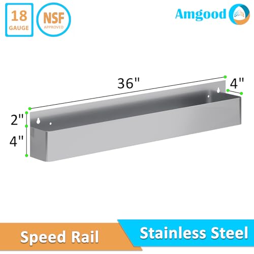 Image of 36 in. Single Tier Stainless Steel Speed Rail Rack for Commercial Bars, NSF