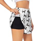vosery pantaloncini da corsa da donna, bassotto cane cucciolo retrò a vita alta yoga palestra atletica allenamento pantaloncini da donna, nero, m