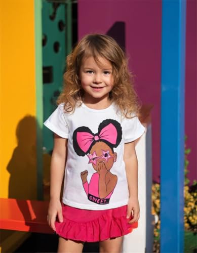 Image of Kids Toddler Girl Summer Clothes Letter Printed T-Shirt Top+ Floral Skirt 2pcs Girl's Skirt Set