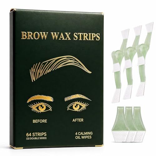 64Pcs Precision Eyebrow Wax Strips for Face Clean Hair Removal Waxing Kit Gentle for Sensitive Skin No Heat Needed Easy At-Home Use for Upper Lip Chin & Brows Lasts 6 Weeks