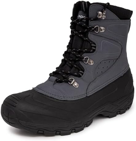 LONDON FOG Breckenridge Waterproof Mens Winter Boots - Leather Insulated Mens Snow Boots - Grey, Black or Brown - Mens Medium or Extra Wide Widths Size 7 to 15 grey wide 9