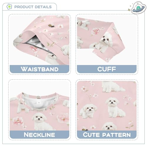 JUNZAN Cute Maltese Dogs Blush Little Kids Sweatshirt Hoodie Crewneck Hoodies for Girls Athletic 4T3