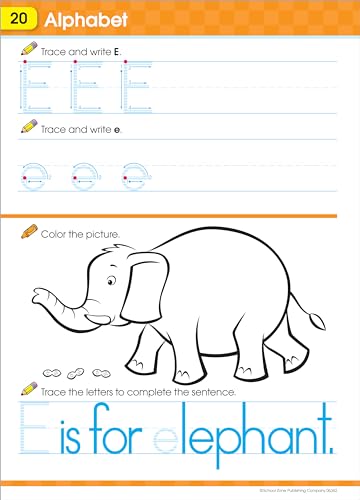 School Zone Get Ready for Kindergarten Workbook: 256 Pages, Alphabet, ABCs, Letters, Tracing, Printing, Numbers 0-20, Early Math, Shapes, Patterns, Comparing, Ages 5-6