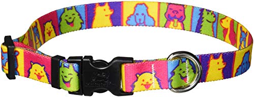Image of Yellow Dog Design Pop Art Dogs Dog Collar - Size Medium 14 inch - 20 inch