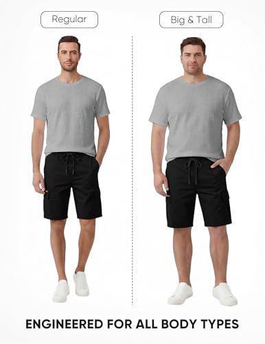 Image of JMIERR Mens T-Shirt Casual Stretch Solid Crewneck Short Sleeve Tees Textured Shirts
