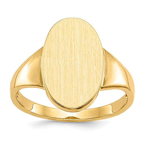 Open Back Oval Womens Signet Ring Custom Personalized with Free Engraving Available of Initials ~ Size 6 in Solid 14K Yellow Gold by Roy Rose Jewelry