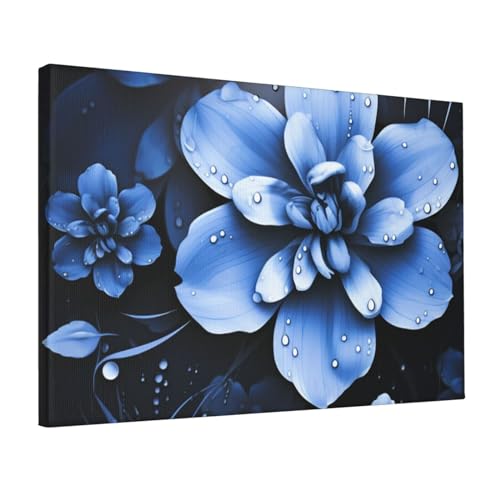 Impression sur toile fleurs bleues Dwrepo tableaud'art moderne 30,5x45,7 cm