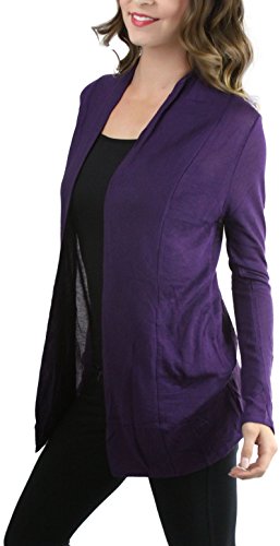 Image of ToBeInStyle Womens Open Front Long Sleeve Lightweight Asymmetrical Draped Cardigan with Side Pockets