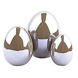 Material: Keramik Deko-Eier aus Keramik  Ostereier in Porzellan-Optik  Hochglänzend mit Perlmutt-Effekt (Taupe  3 Stück  6/8 / 10 cm)