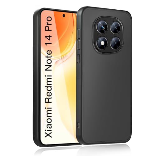 wsiiroon Handyhülle für Xiaomi Redmi Note 14 pro 5G Hülle Stoßfest Kratzfest Fingerabdruck Anti-Rutsch Fallschutz Schutzhülle Anti-Öl Unterstützt kabelloses Laden für Note 14 pro Case (Schwarz)