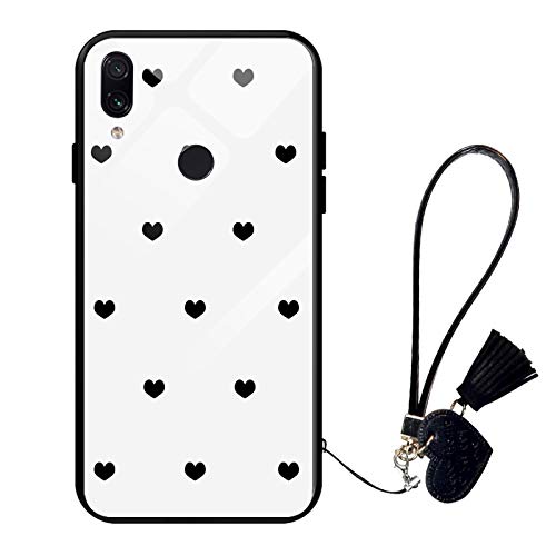 Oihxse Compatible pour Xiaomi Mi Max 3 Coque Verre Trempé avec Cordon Transparent Mode Motif Boîtier en Verre Arrière Silicone TPU Cadre Antichoc Anti-Scratch Protection Cover,A8