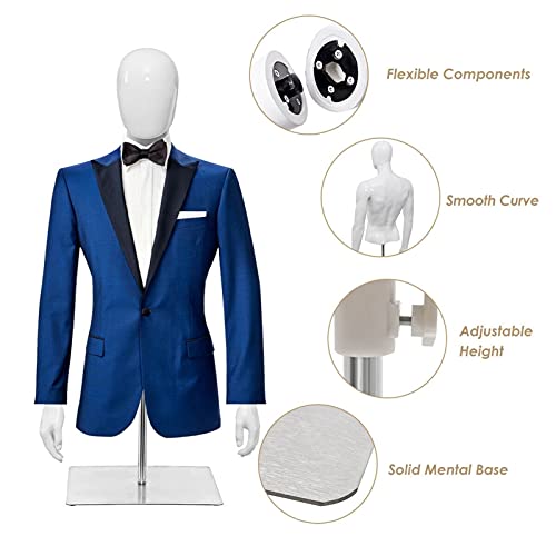 Maniquí de costura blanco de medio cuerpo con base para modistería 6