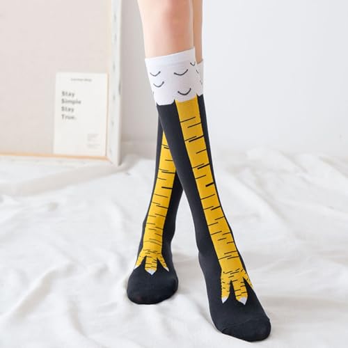 Chicken Leg Socks,Hühner Socken Huhn Kostüm Erwachsene Hühnerbein Kniehohe Hahn FeetStrümpfe Hühnchen Wadensocken Lustige Fun Hühnerbeine Faschingskostüm für Damen Herren Kinder Karneval Hühnersocken