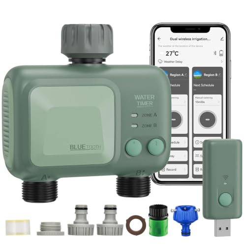 WiFi スマート散水タイマー スマホ遠隔操作(天気予報連動・雨天自動遅延・Alexa音声操作・流量測定・Bluetoothハブ付属)