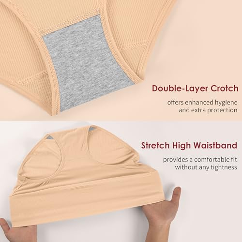 Womens Underwear Full Coverage Panties for Ladies Soft Breathable Cotton Briefs High Waisted Hipster3