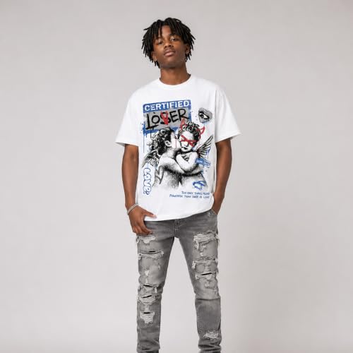Image of DopeSkill Graphic Tee Streetwear Hip Hop Hypebeast Street Style Crew Neck Unisex T-Shirt Sneaker Colour Matching Shirts Angel