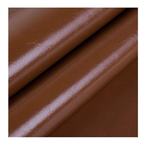 Tissu cuir simili d'ameublement fin stretch marron brillant au metre 1.6X3m