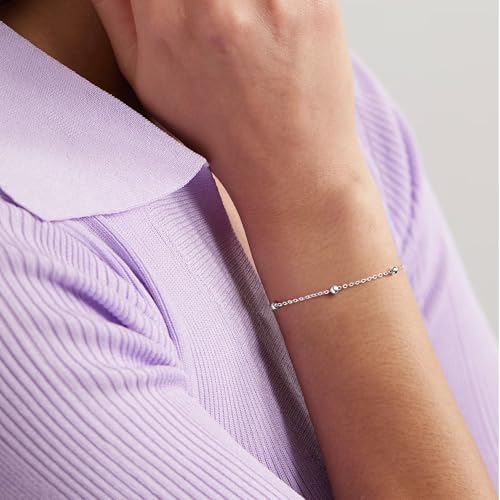 IEFWELL S925 Sterling Silver Bracelet for Women - Solid 14K Real Gold Over Satellite Bead Chain Bracelet, 6.5/7/7.5/8/8.5/9 Inches Sterling Silver Chain Bracelets, Jewelry Gifts for Women2