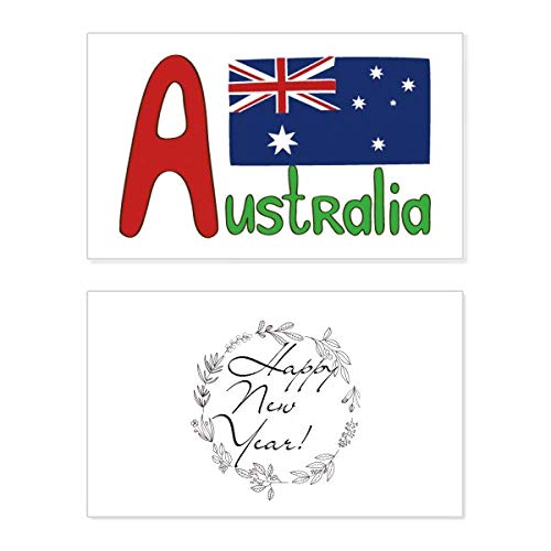 Tarjeta conmemorativa de año nuevo de Australia en diseño rojo y azul para celebraciones