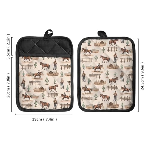 WELLFLYHOM-Western-Cowboy-Pot-Holder-2-Pack-Heat-Resistant-Hot-Pads-with-Pockets-Southwest-Aztec-Potholder-Multipurpose-Oven-Mitts-Kitchen-Gloves-Baking-Cooking-Bag-74×96 WELLFLYHOM Western Cowboy Pot Holder 2 Pack Heat Resistant Hot Pads with Pockets Southwest Aztec Potholder Multipurpose Oven Mitts Kitchen Gloves Baking Cooking Bag 74×96
