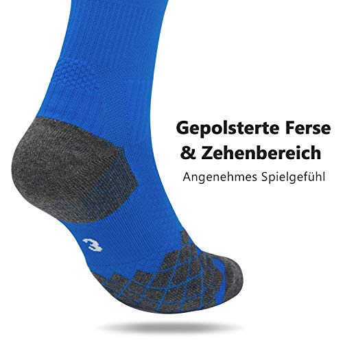 Foto von Northdeer Kinder Stutzen Fussballsocken Fussballstutzen - Fussballstrümpfe Stutzenstrumpf 2 Paar EU 31-34 – Sportsocken Trainingssocke Sockenstutzen - für Fussball, Laufen, Training (Schwarz 1)