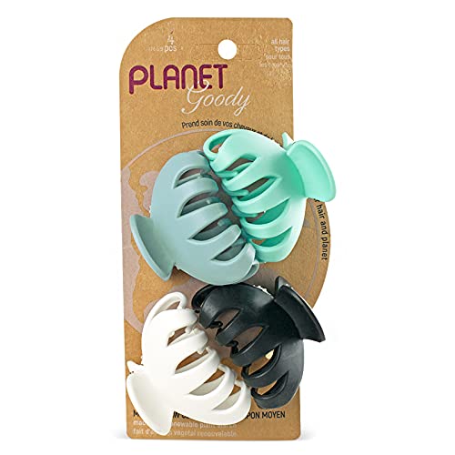 Goody Planet Goody Sustainable Spider Clips, Medium, Extra Strong, Bright Colors, Blue, White, Mint and Black, 4 Count