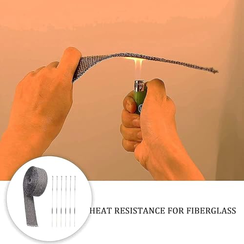 15M Hitzeschutzband Auspuff,Foneso auspuffband,Schwarz Hitzeschutzband mit 12 Kabelbinder Edelstahl,für Motorrad Fächerkrümmer Thermoband Krümmerband