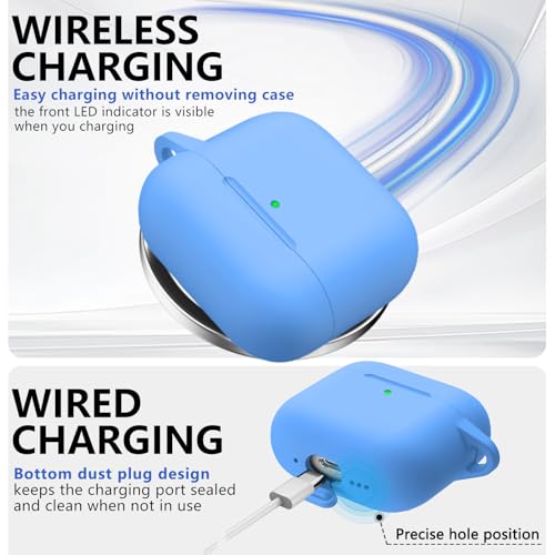 Image of Ljusmicker for AirPods 4 Case 2024 with Cleaner Kit,Milk Blue | Soft Silicone Protective Cover for Apple AirPods 4th Generation Case with Keychain for Women Men,Shockproof