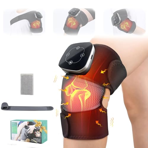 Masajeador de Rodilla, 3 en 1 Dispositivo de Masaje de Rodilla Calentado con 5 Niveles de Calor luz Roja Comprimir 3 Niveles de Masaje para Aliviar el Dolor de Rodilla Hombro Codo