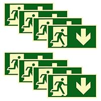 8 Stück Notausgangsschild Nachleuchtend Selbstklebend Fluchtwegschilder Nachleuchtend Hochwertiges Schild Notausgang PVC Fluchtwegschilder Notausgang Schild Rettungswege (Pfeil Unten)