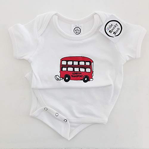 The Spunky Stork Unisex Baby London England Double Decker Bus Organic Bodysuit2