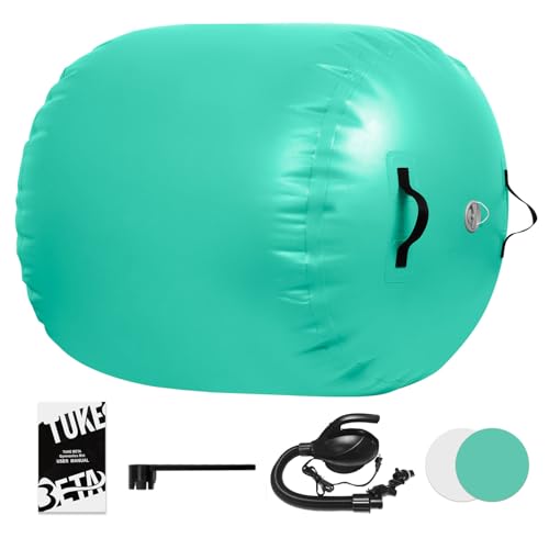 SWRORDAWN Air Roller Gymnastics Barrel Roller for Kids and Adults, 47.2" x 35.4" Back Handspring Trainer with Electric Pump for Home Practice Backyard Training Beach Workouts Park Sessions, Green