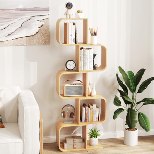 Estantería de bambú decorativa con diseño geométrico premium para salón 3