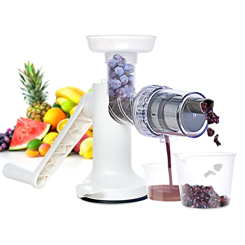 LHS Manual Masticating Juicer, Slow Juicer Extractor, Cold Press Juicer, Easy to Clean Slow Masticating Juicer for Vegetables and Fruits, BPA-Free