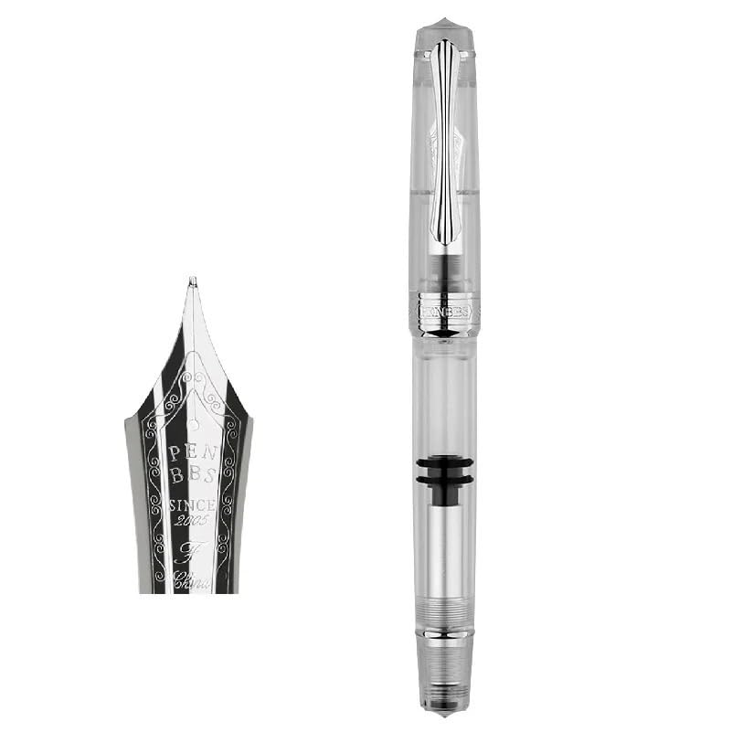 Stylo plume à piston en acrylique transparent de grande capacité pour calligraphie